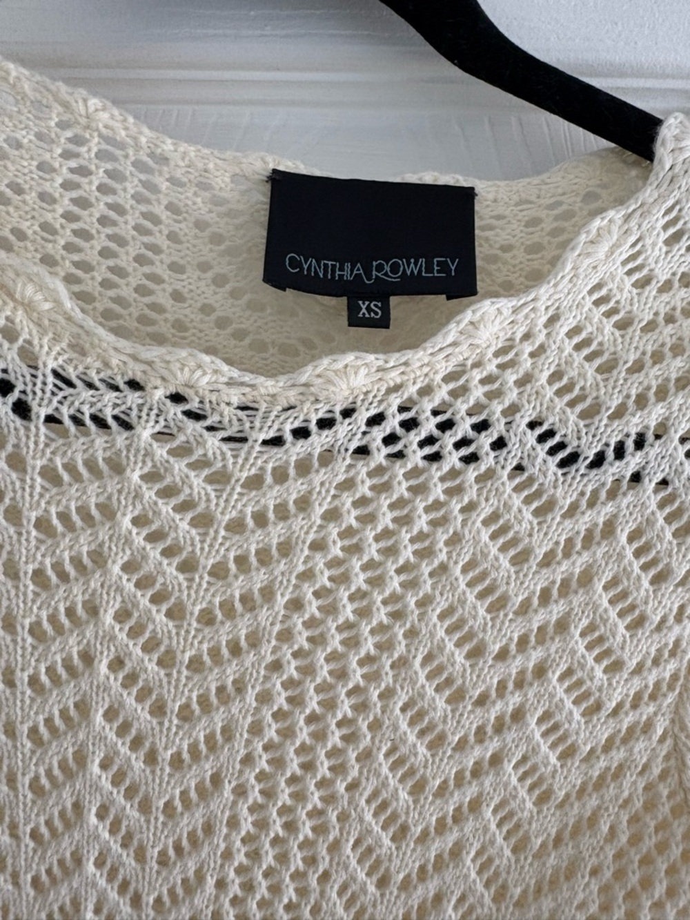 Cynthia Rowley Cream Crochet Peplum Long Sleeve Dress - Picture 4 of 4